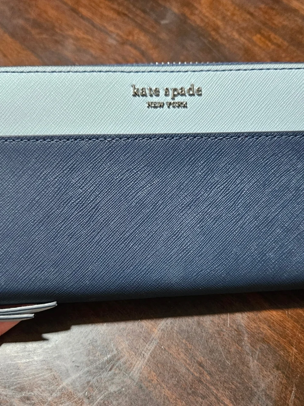 kate spade Two-Tone Navy and Light Blue Zip Wallet